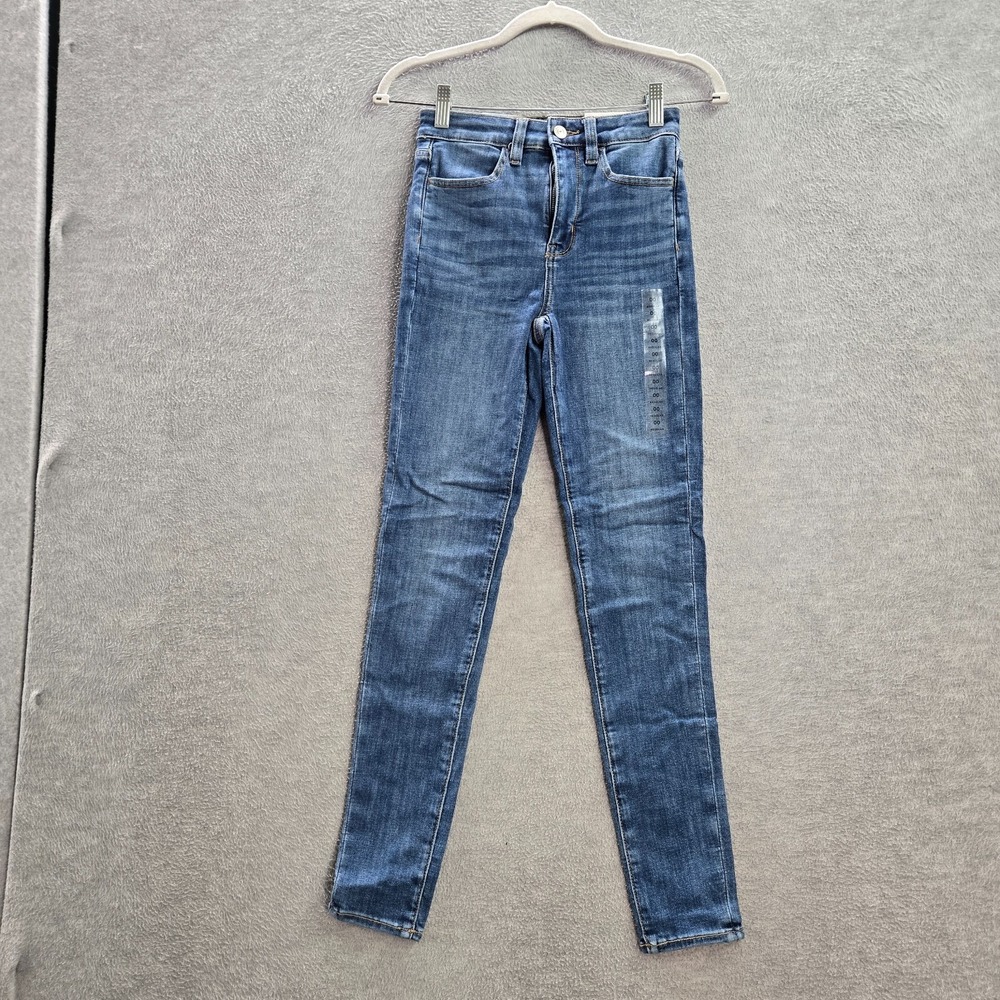 American Eagle Women Jeans 00 Blue Denim Super Hi Rise Jegging Next Level NWT